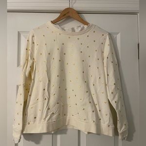 Boden cream sweatshirt with gold polka dots size XL